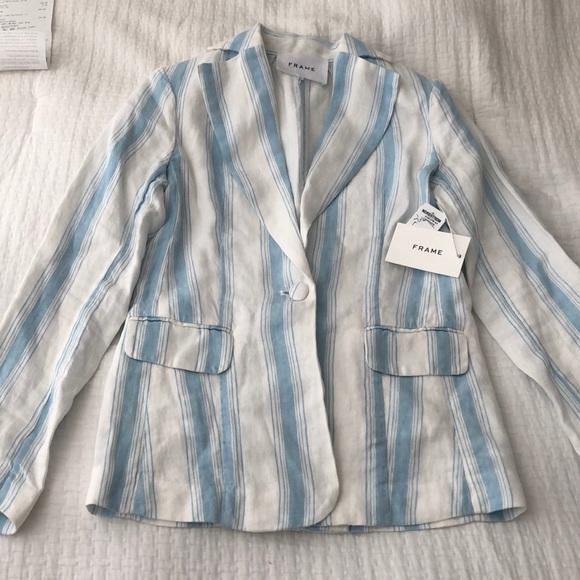 NWT Frame Blue & White Striped Blazer - Picture 4 of 8